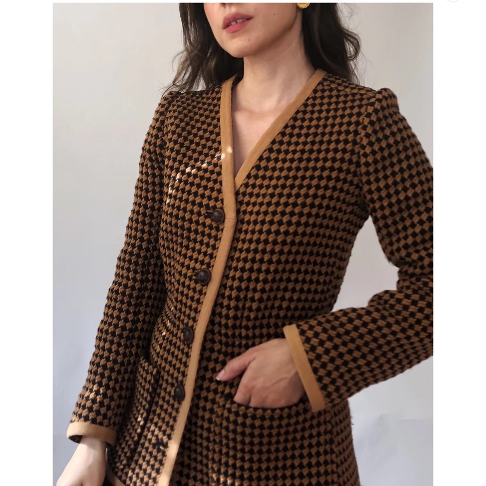 Vintage Ungaro Brown Houndstooth Women's Jacket Blazer Sz 6 US